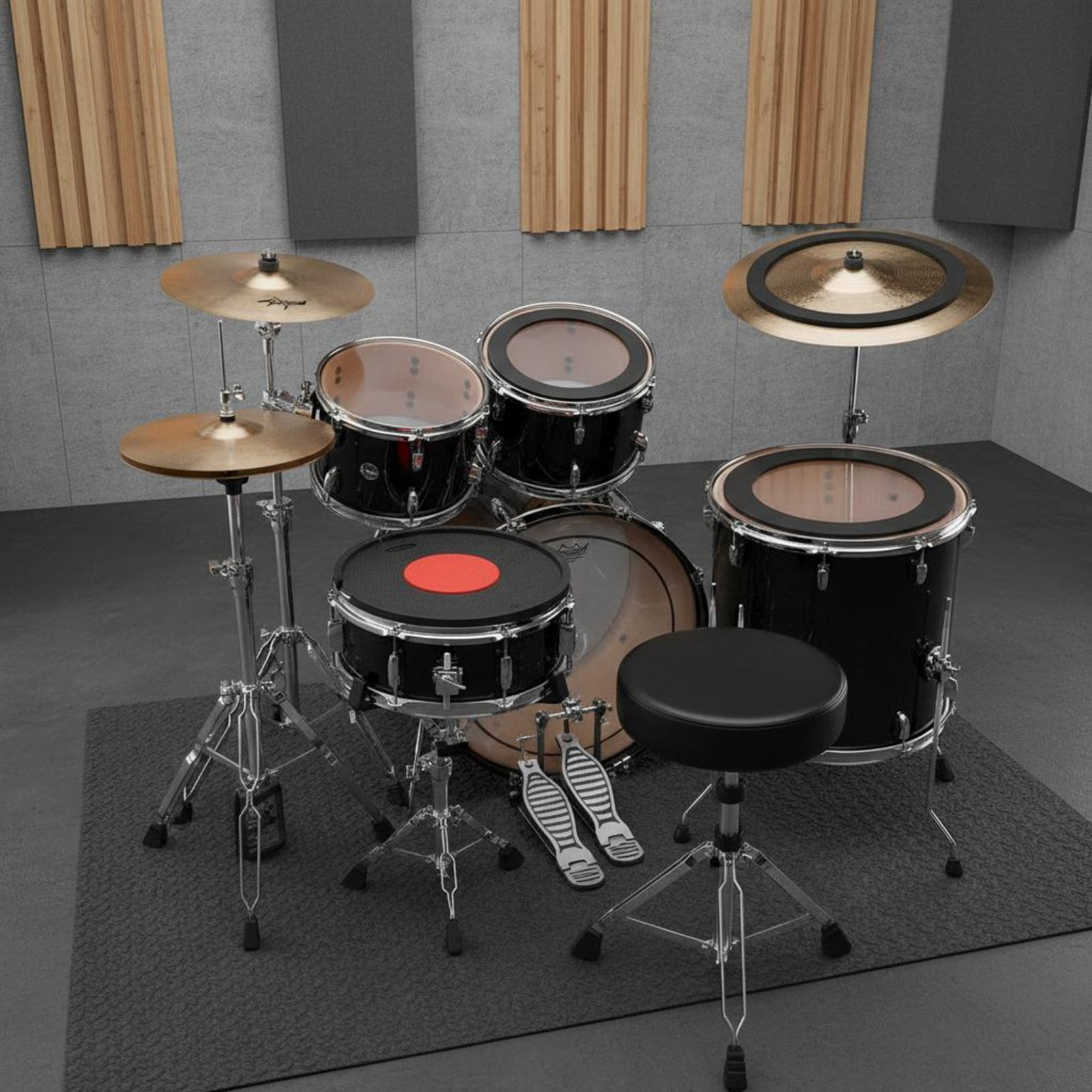 Drum Practice Pad - Gummi-Trommel- und Becken-Dämpfer-Set zur Geräuschreduzierung, abnehmbares