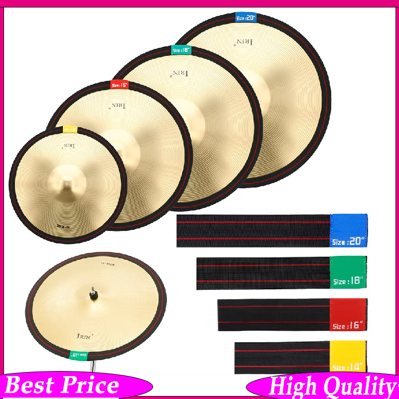 Drum Practice Pad - 4-teiliges Set Übungsschlagzeug-Dämpfer mit Elastikband für