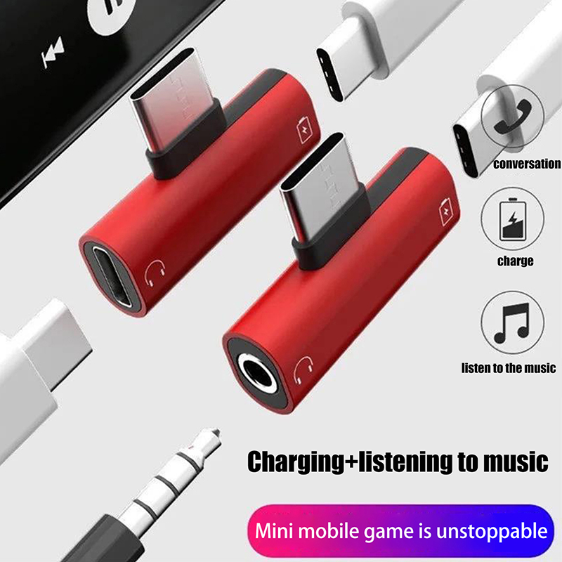 Audio And Music Splitter - USB-Typ-C-auf-3,5-mm-Kopfhörer-Metalladapter, Lade-Splitter mit Aux-Audio-Buchse für mehrere
